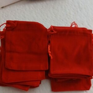 Set of Red Velvet Drawstring Bags